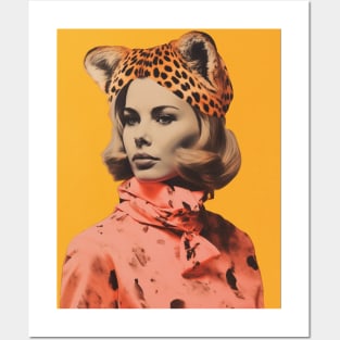Leopard Woman Portrait Vintage Collage Posters and Art